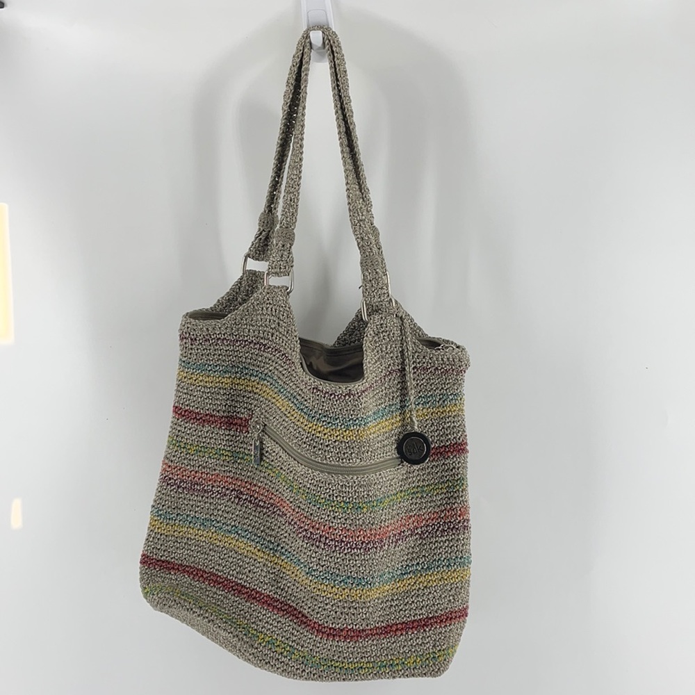THE SAK TOTE HANDBAG MULTICOLORED CROCHET HANDCRAFTED